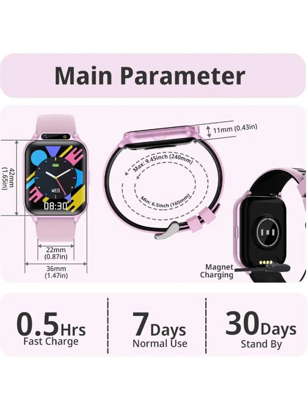 Waterproof Kids Smart Watch for Girls - Fitness Tracker & Sports Activity